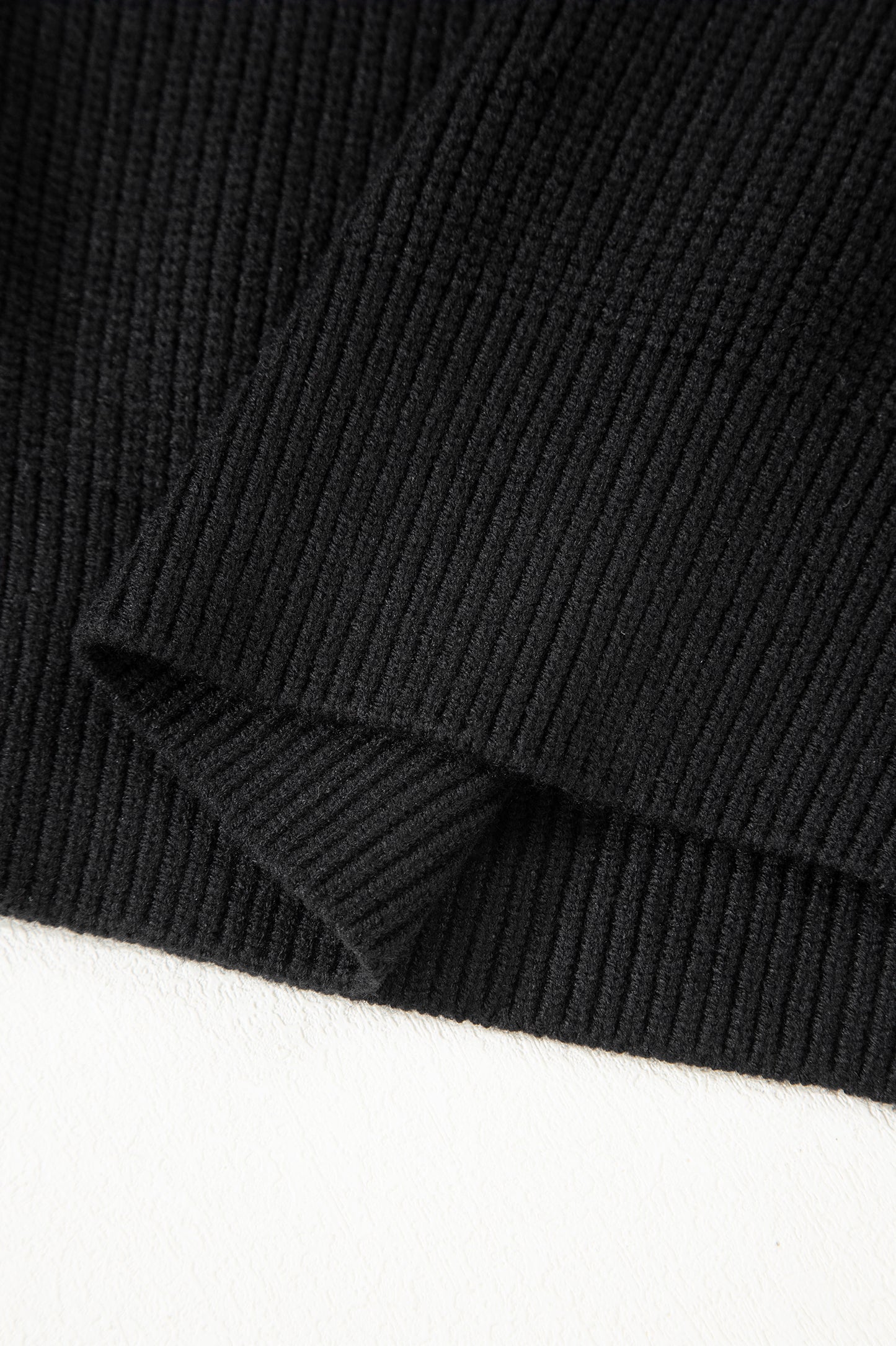 Ribbon Knot Backless Drop Shoulder Ribbed Sweater