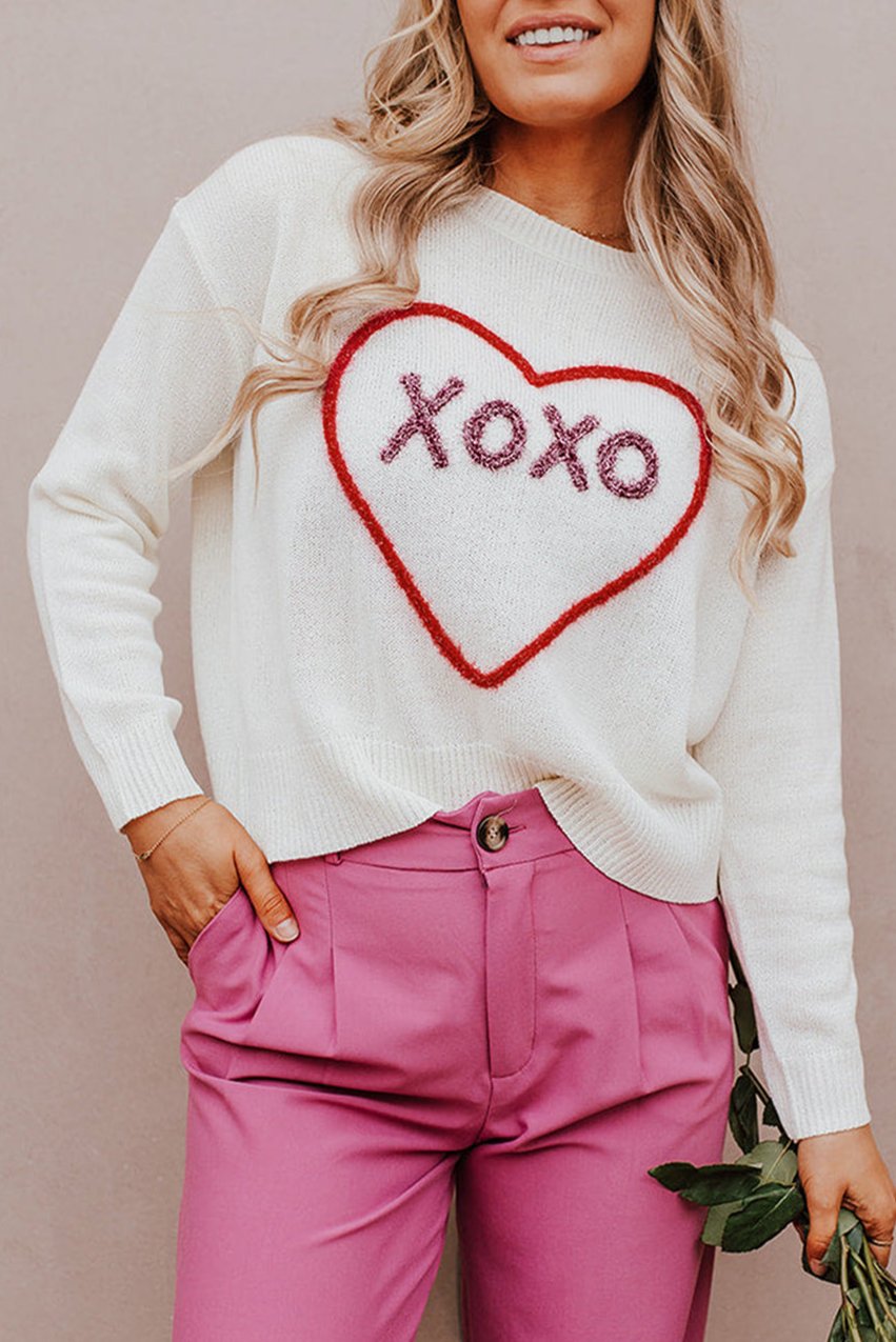 Heart XOXO Drop Shoulder Sweater