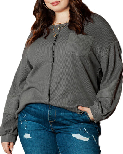 Reserve Seam Crinkle Patchwork Top Plus Size