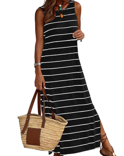 Stripe Open Back Maxi Dress