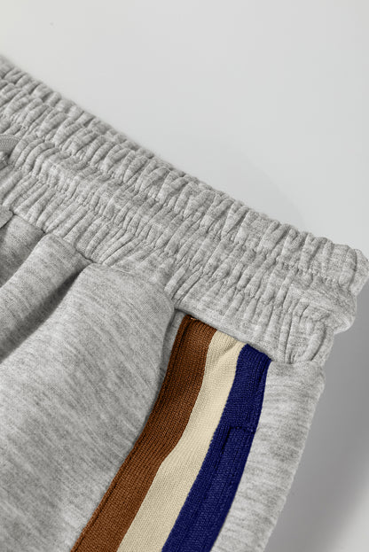 Stripe Patchwork Quarter-Zip Pullover and Pant Set