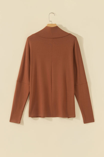 Solid Turtleneck Dolman Long Sleeve Top