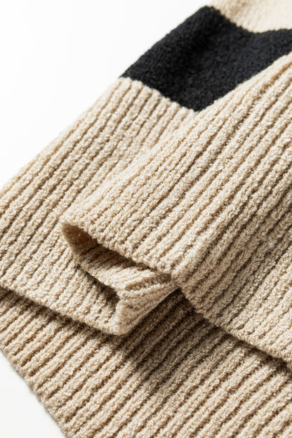 Stripe Patchwork Drop Shoulder Sleeve Sweater