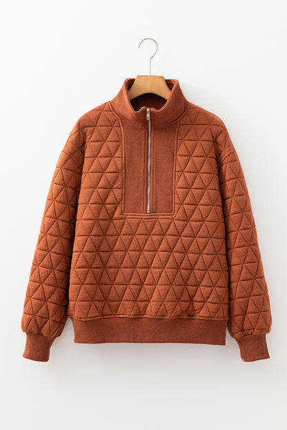 Geometric Quilted Half-Zip Sweatshirt