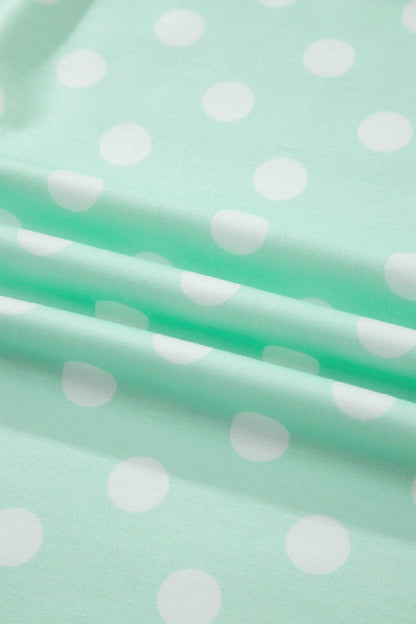 Polka Dot Colorblock Mock Neck & Shorts Set