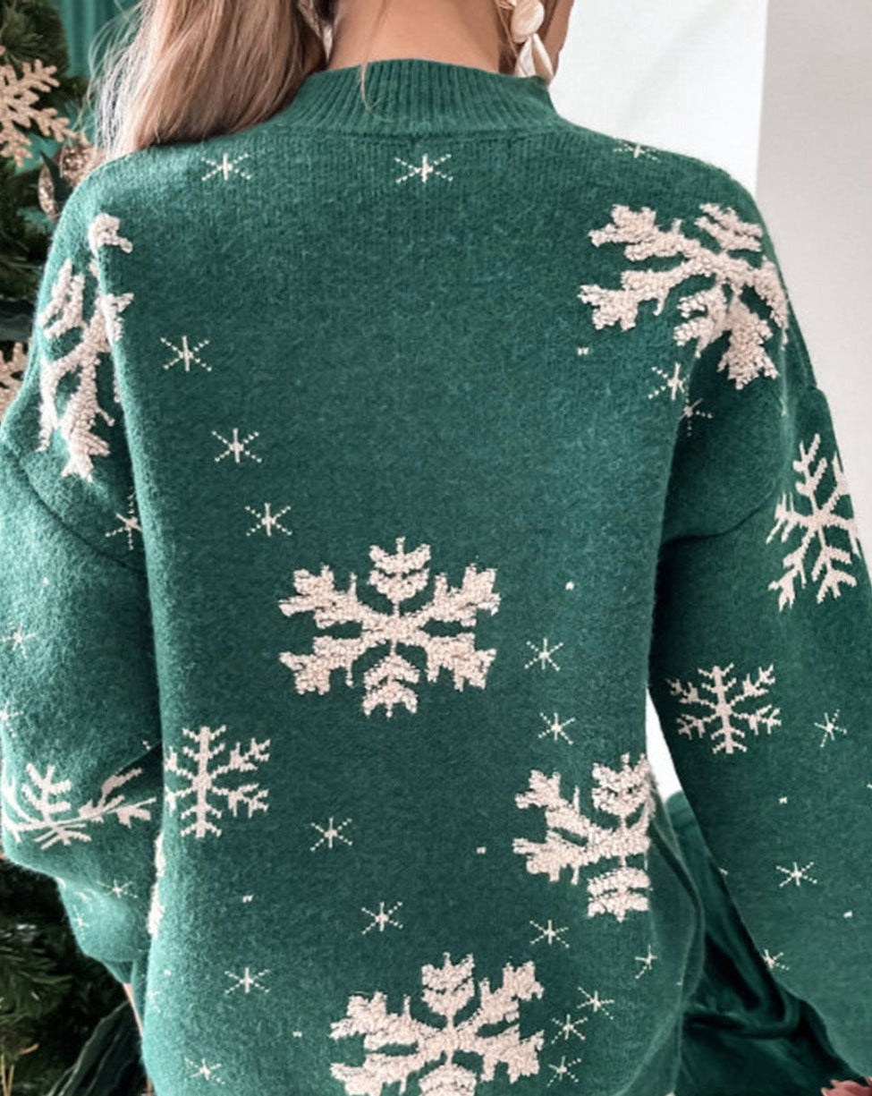 Snowflake Mock Neck Sweater