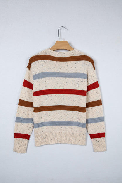 Stripe Drop Shoulder Exposed Seam Sweater