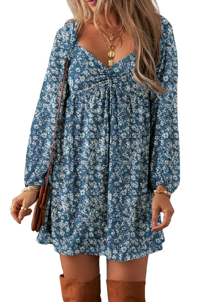 Floral Sweetheart Neck Mini Dress