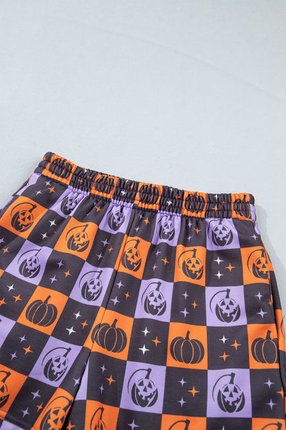 Halloween Witch Long Sleeve Top & Checker Shorts Set