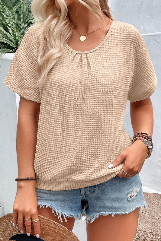 Lace Back Waffle Tee Plus Size