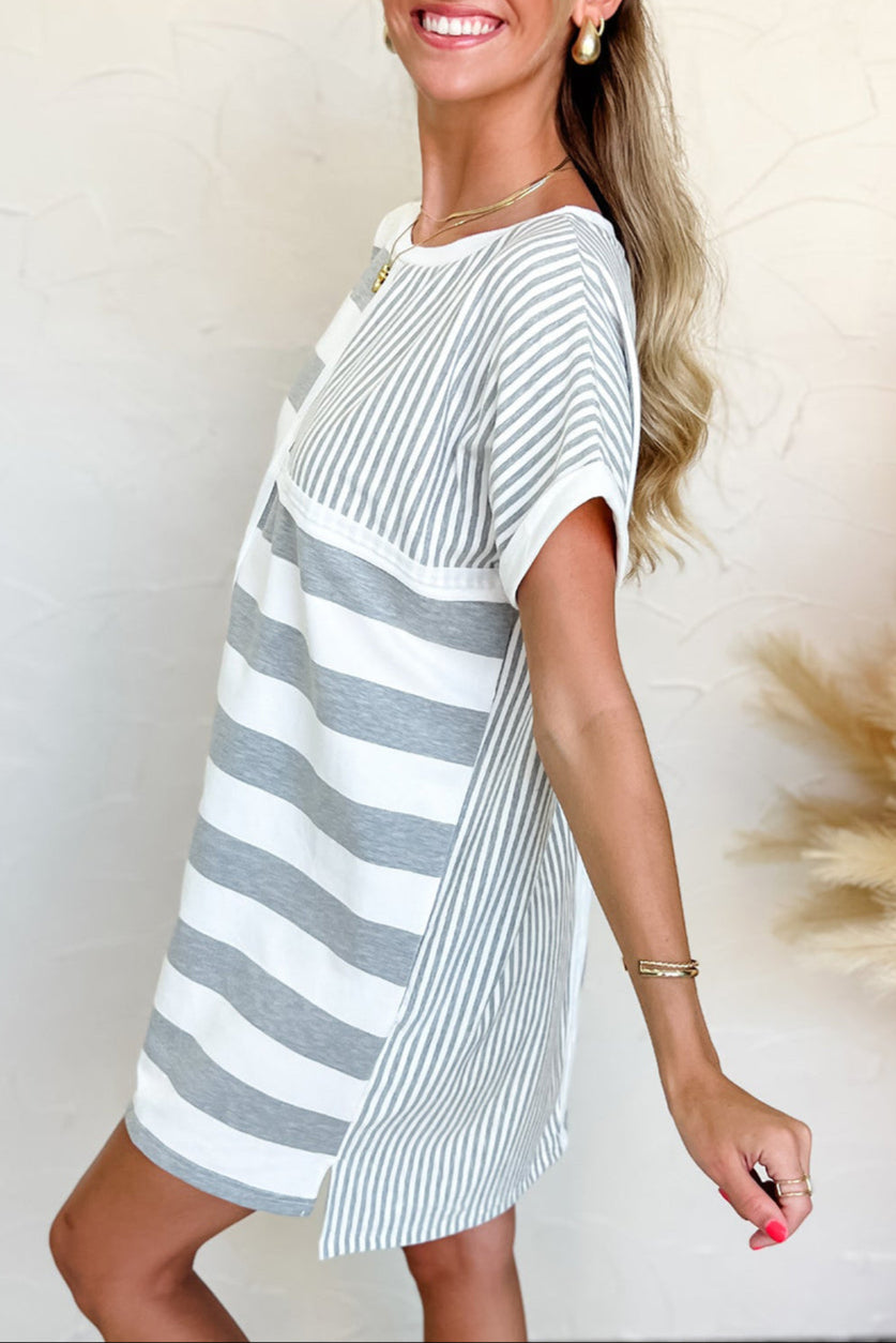 Stripe Short Sleeve Mini Dress