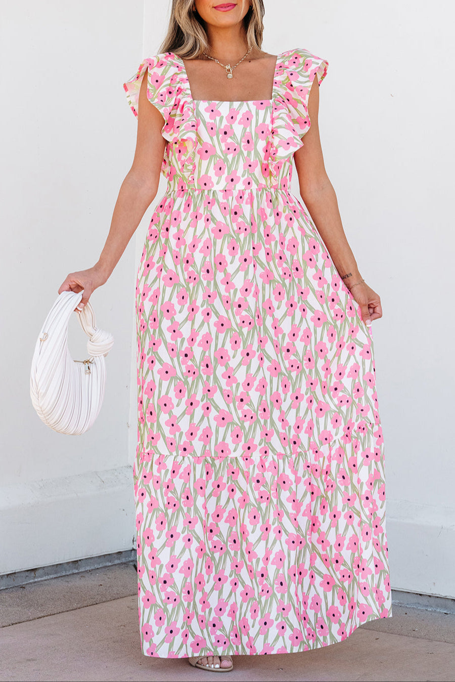 Floral Square Neck Maxi Dress