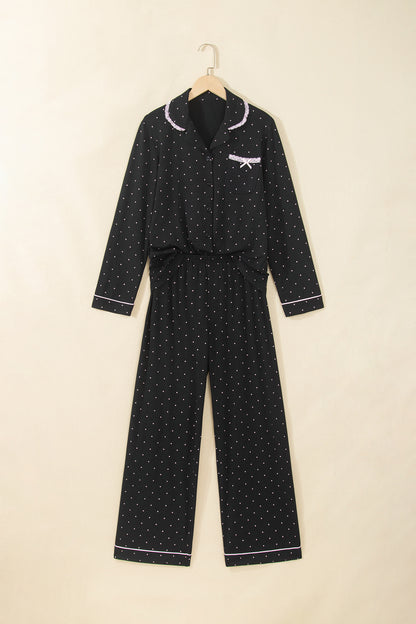 Polka Dot Long Sleeve Shirt & Pants Pajama Set