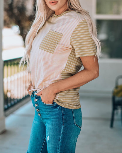 Stripe Colorblock Short Sleeve Tee