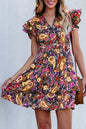 Paisley Flutter Sleeve Tiered Dress