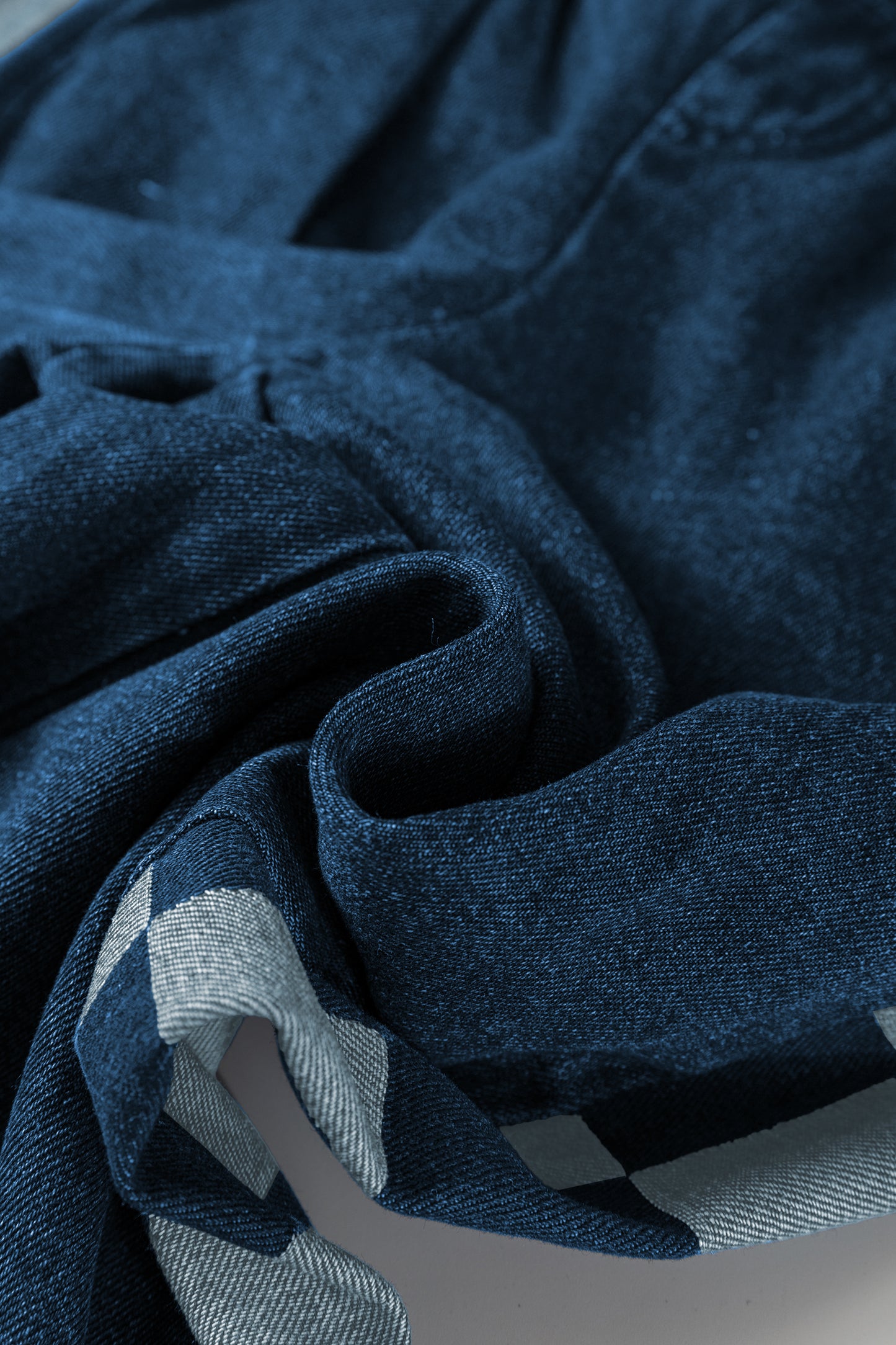 Denim Checker Side Panel Patchwork Drawstring Pants