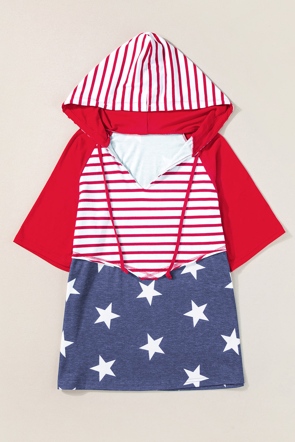 Americana Stars & Stripes Drawstring Hooded T-Shirt