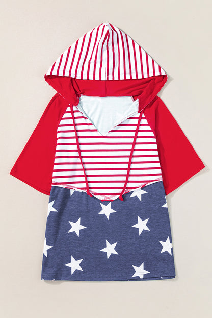 Americana Stars & Stripes Drawstring Hooded T-Shirt