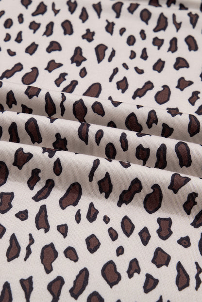 Leopard Patchwork Zip-Up Collar Mini Dress