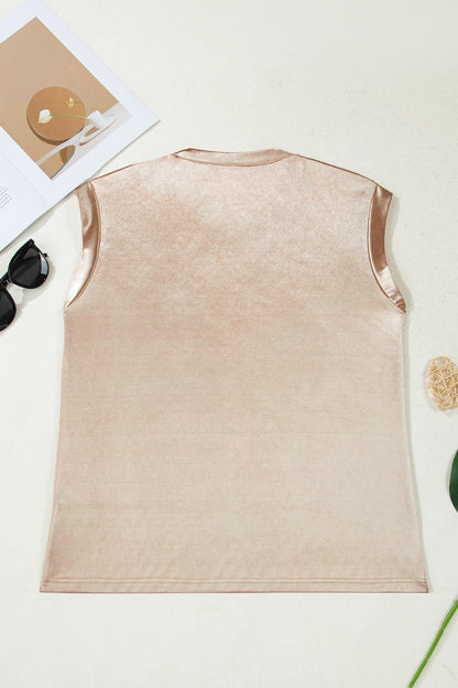 Metallic Round Neck Tank Top