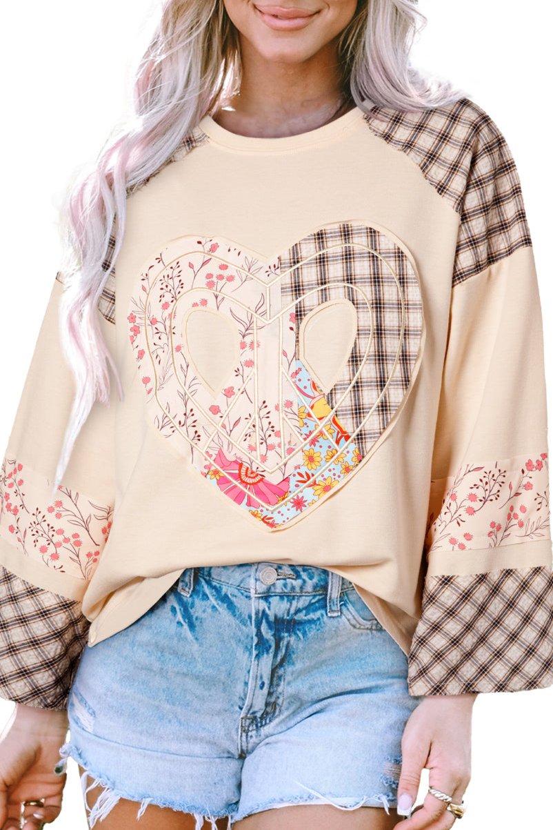 Floral Peace Heart Long Sleeve Top