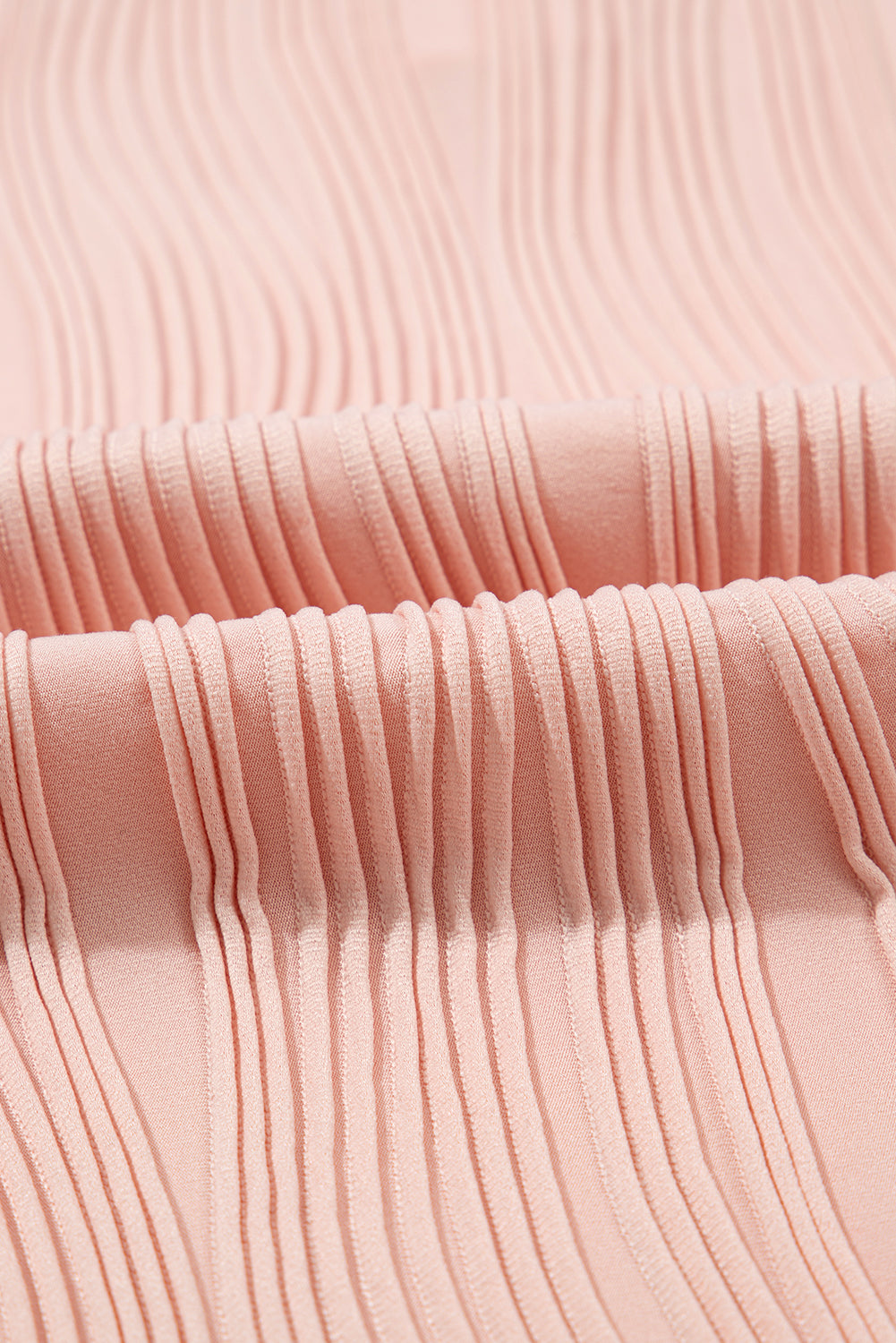 Wavy Textured Button V-Neck Cap Sleeve Tee