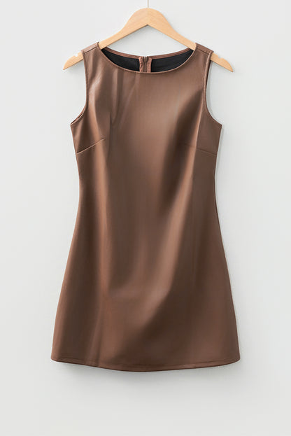 Vegan Leather Sleeveless Mini Dress