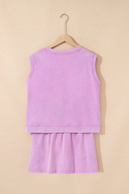 Solid Mineral Wash Tank Top & Lined Skort Set