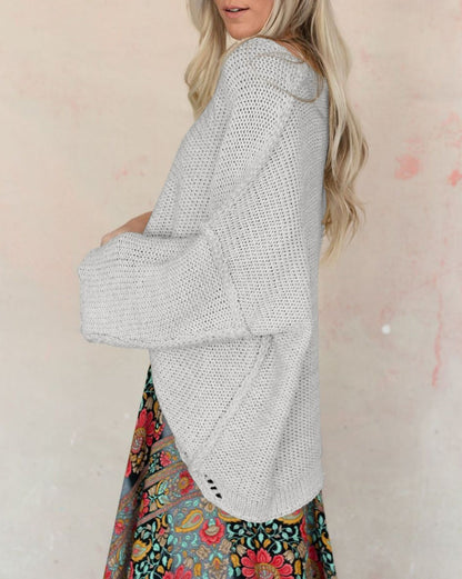 Round Neck 3/4 Sleeve Sweater