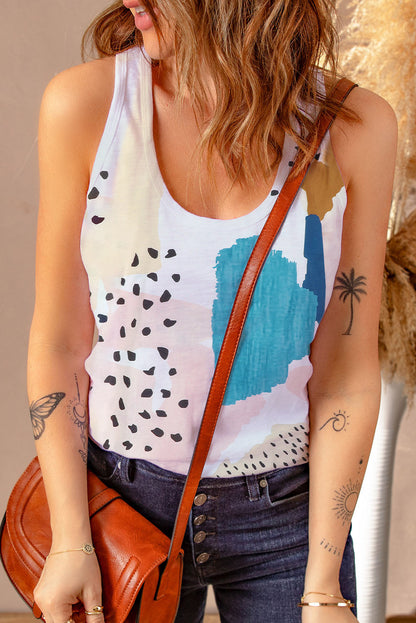 Abstract Dotted Racerback Tank Top