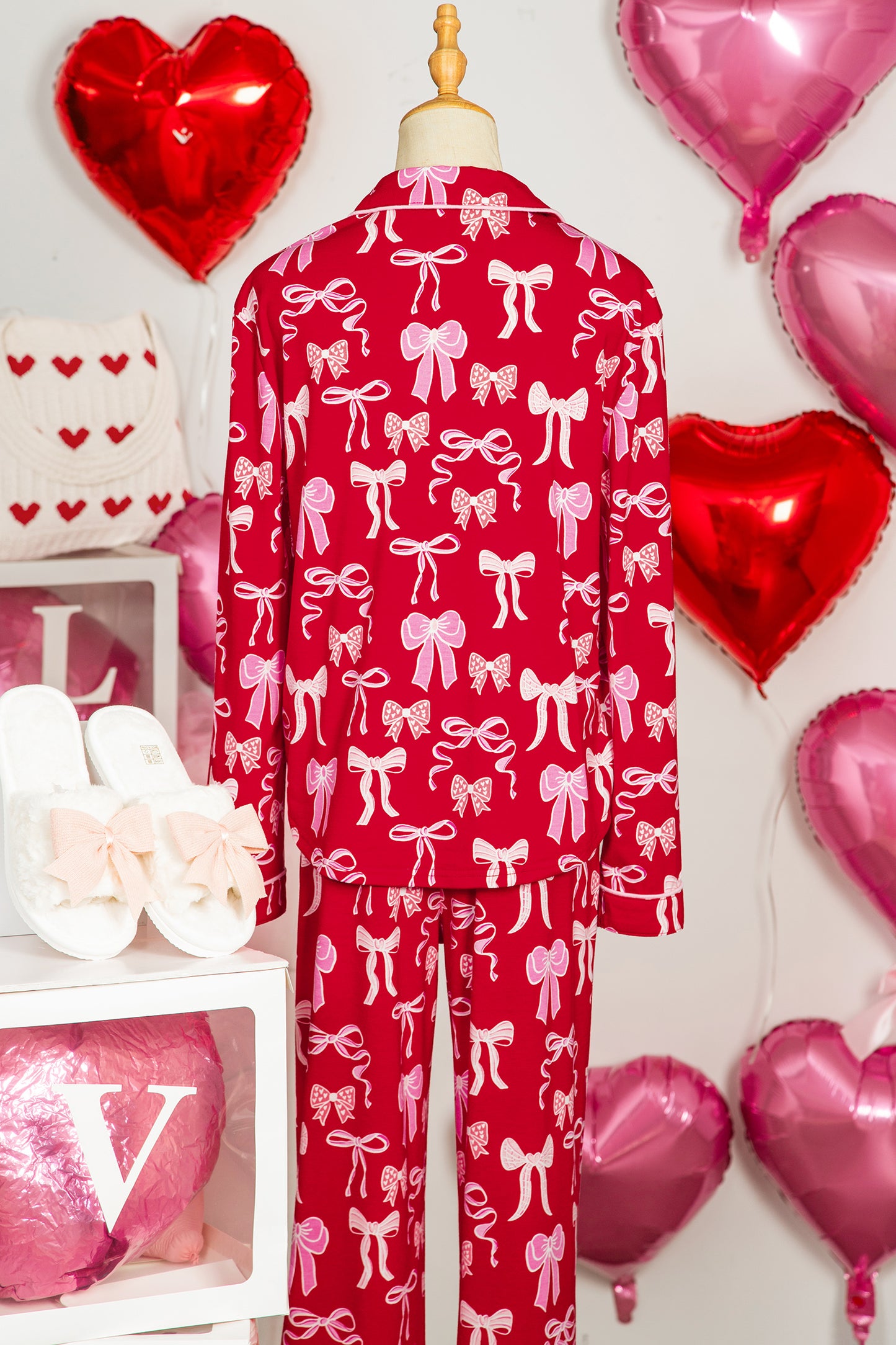 Bow Tie Shirt and Pants Pajama Set