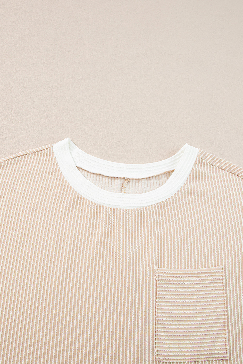 Colorblock Corded Knit Chest Pocket T-Shirt Dress