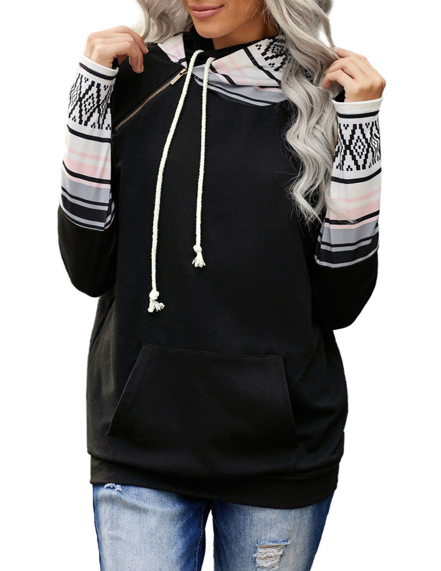 Colorblock Long Sleeve Pocketed Hoodie