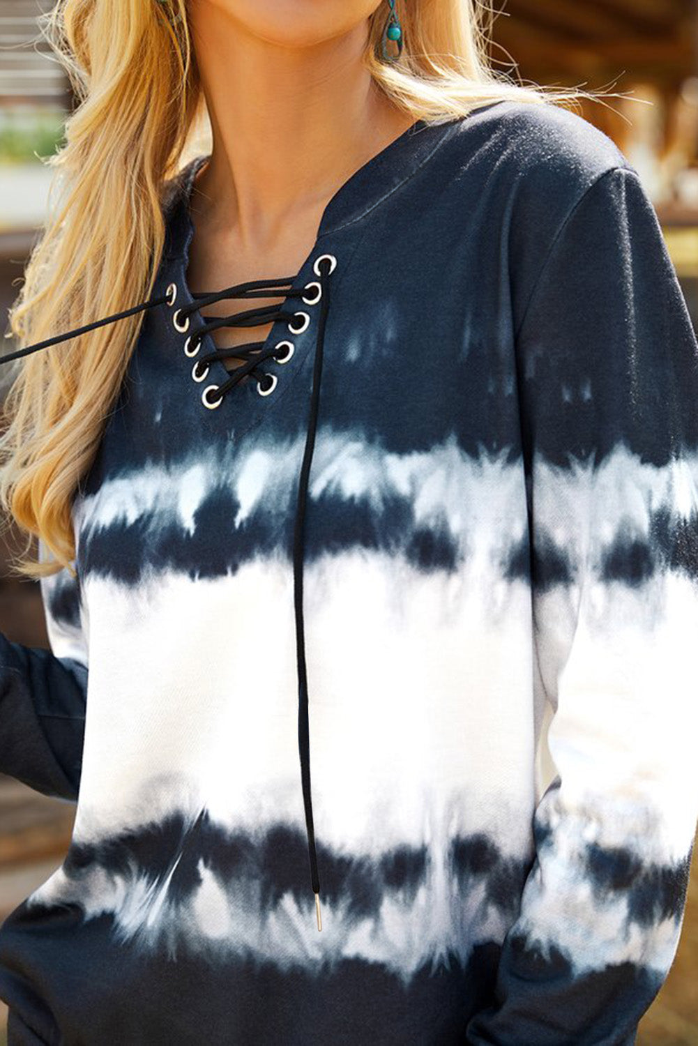 Tie-Dye Western Lace Up Top