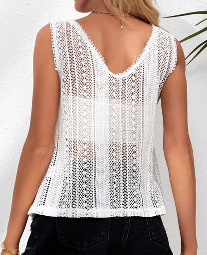 Patterned Crochet Lace Tank