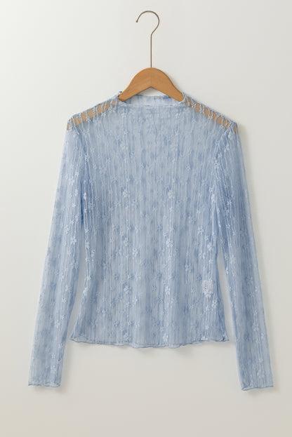 Floral Sheer Lace Long Sleeve Top