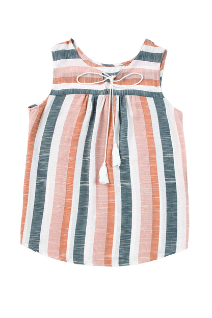 Stripe Tassel Tie Tank Top