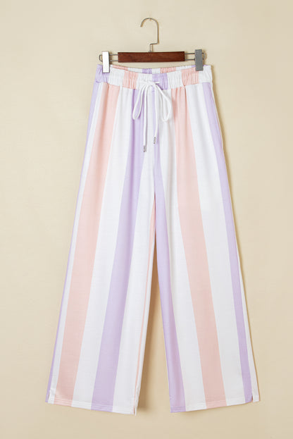 Stripe Drawstring Waist Side Pocket Pants