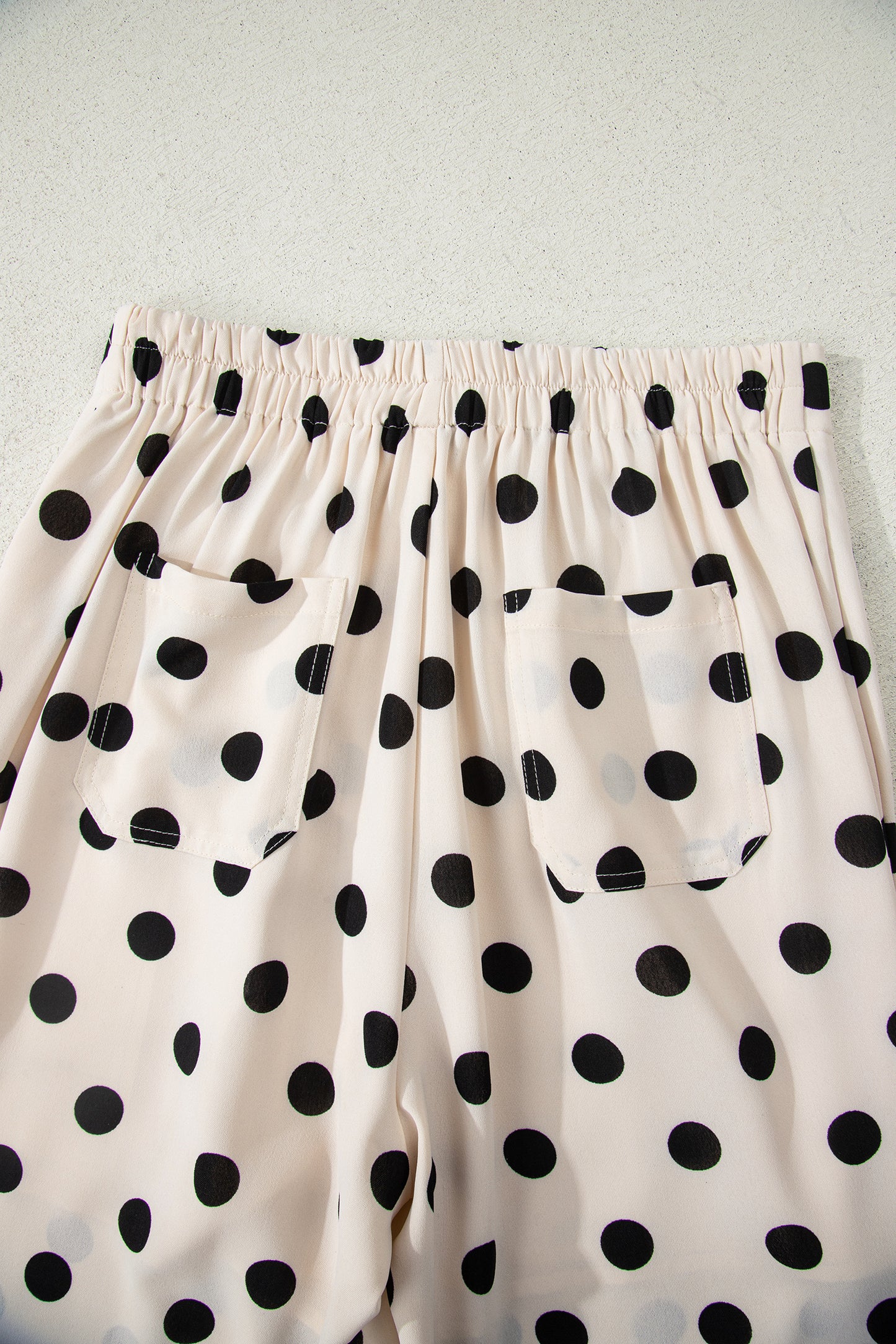Polka Dot Patch Pocket Wide Leg Pants