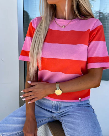 Colorblock Stripe Short Sleeve T-Shirt