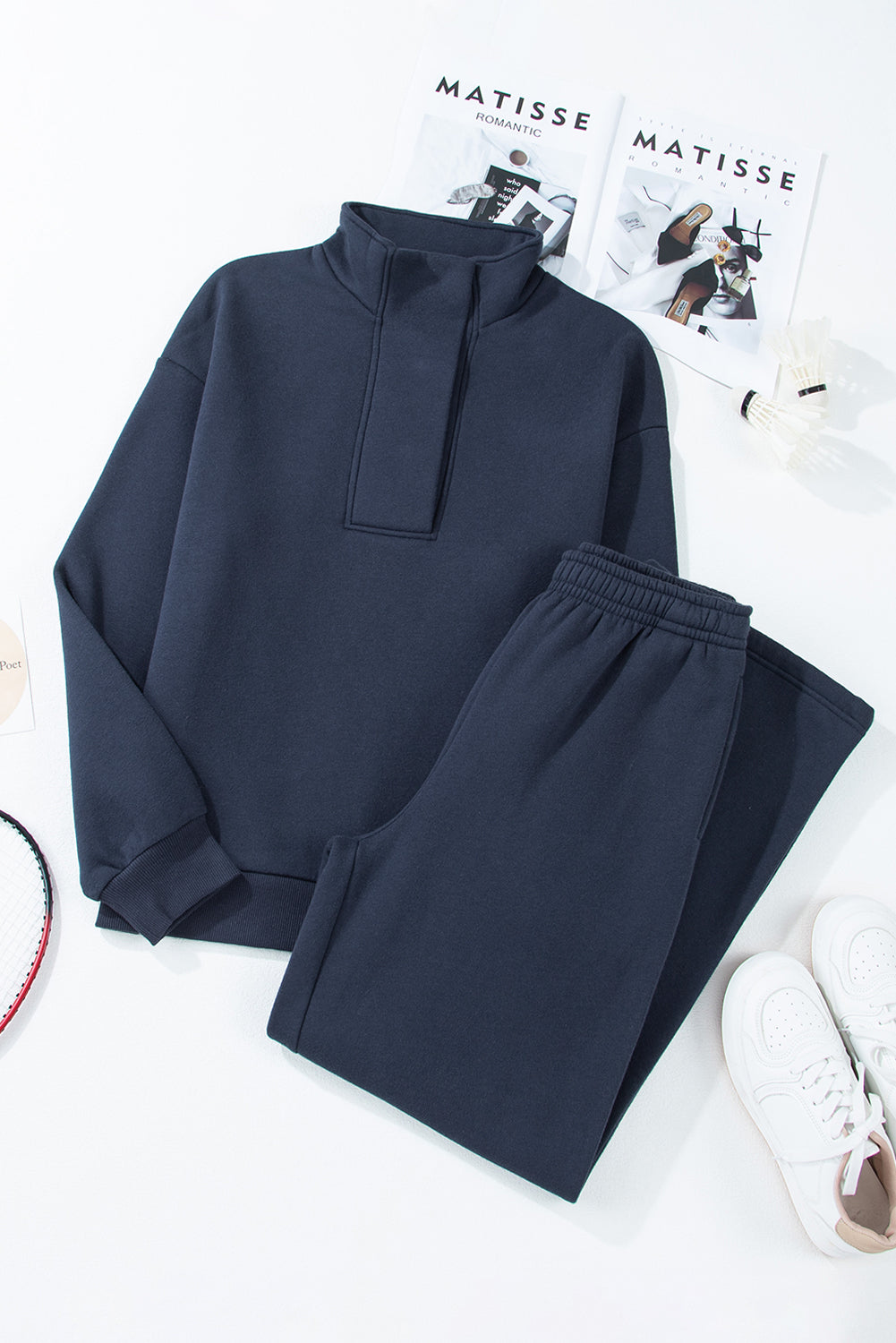 Solid Sweatshirt and Pants Set