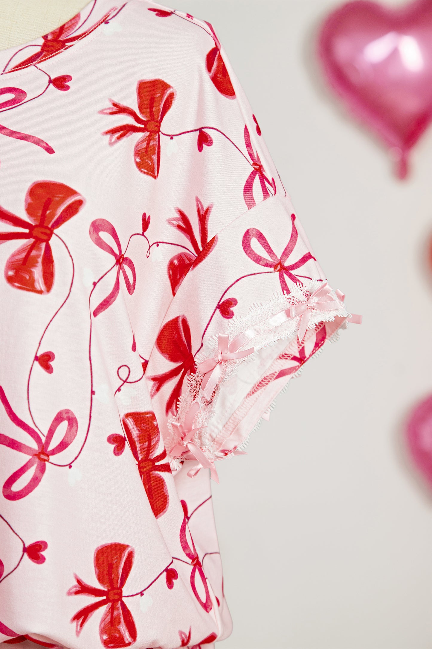 Valentine Bow Tee and Shorts Lounge Set
