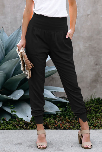 High Waist Pocketed Jogger Pants