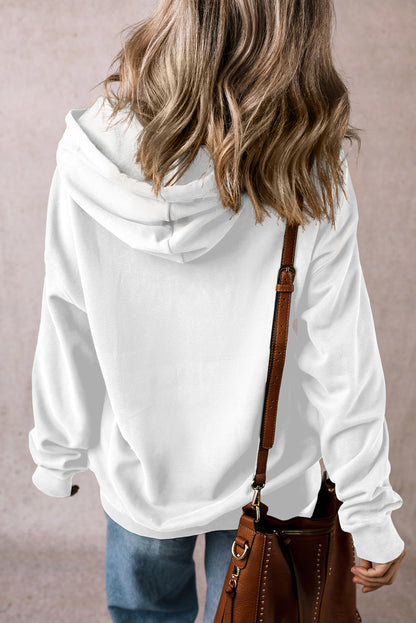 Fleece Lined Pocketed Drawstring Hoodie