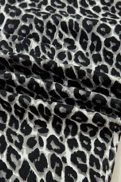 Leopard High Waist Barrel Leg Jeans