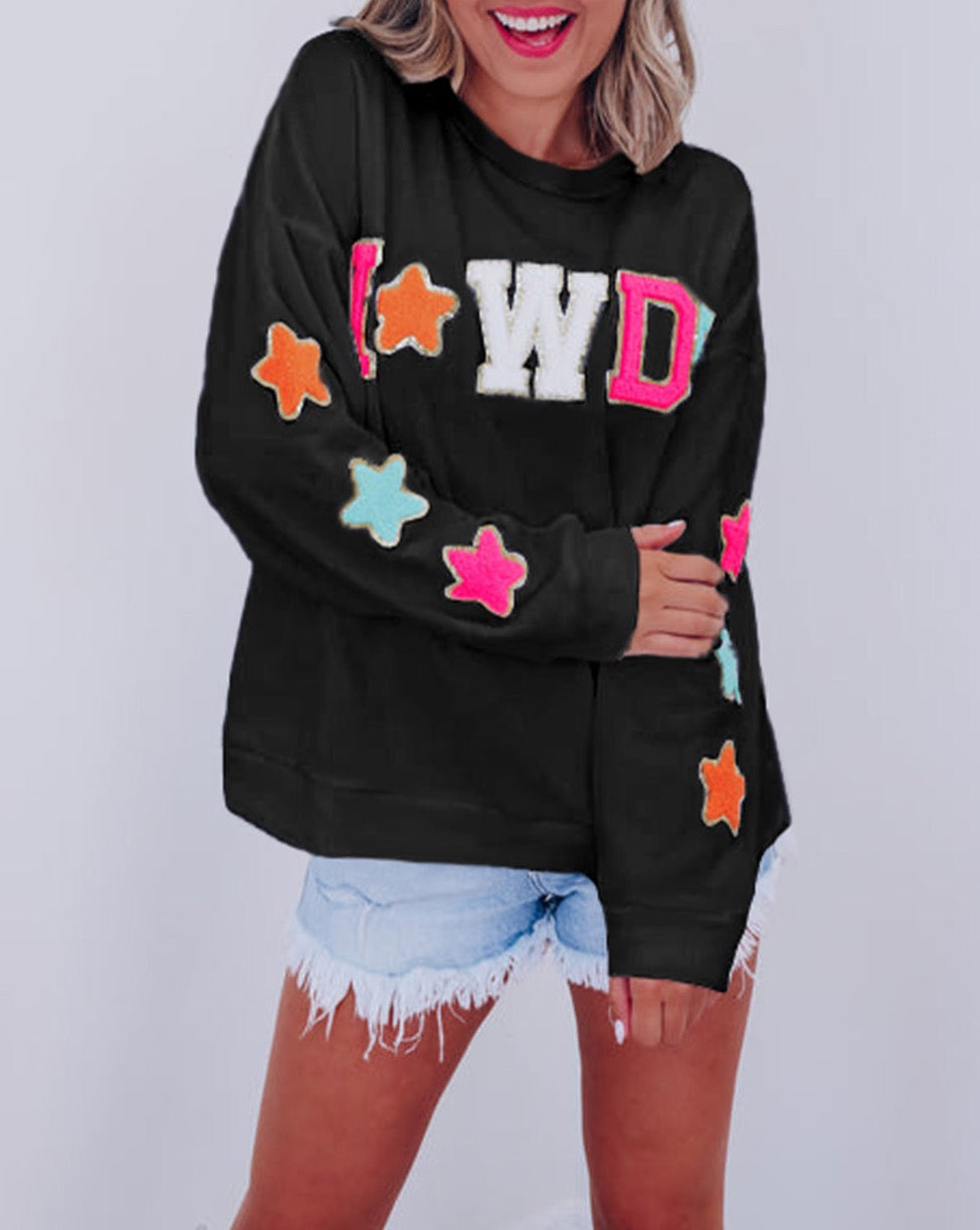 Sequin Howdy Star Patch Sweatshirt