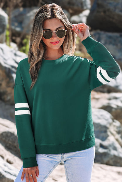 Varsity Stripe Drop Shoulder Oversized Sweatshirt