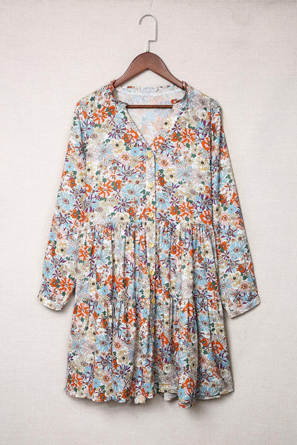 Floral Button Front Shirt Dress