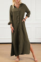 Gauze Buttoned Maxi Shirt Dress