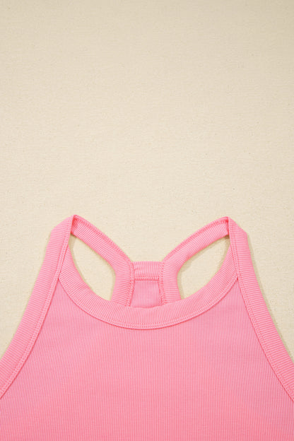 Solid Tank Top & Elastic Waist Mini Skort Set